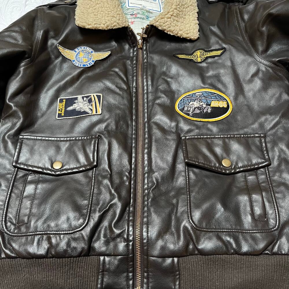 Boeing Classic Aviator Bomber Jacket with Patches Size 14/16 - Picture 8 of 12